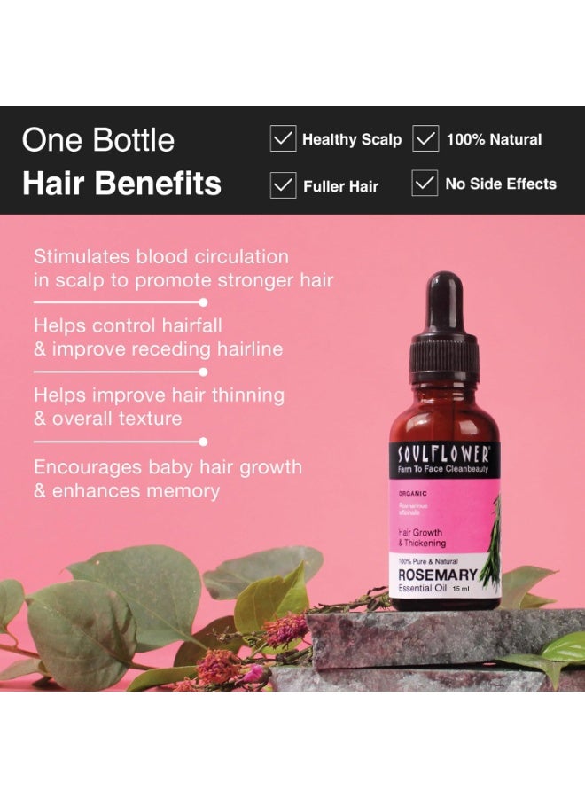 Soulflower Rosemary Essential Oil for Hair Growth, Hair Fall Control, Nourishment & Strengthens, Skin Care| Clinically Proven and Ecocert Certified Organic 100% Pure & Natural Undiluted, 15ml - Image 4